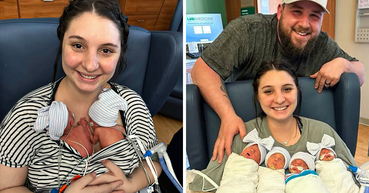 Couple Welcomes ’Incredibly Rare’ Quadruplets Including 2 Sets of Identical Twins