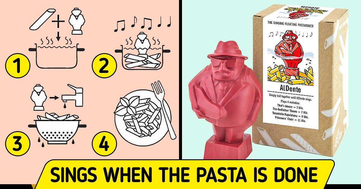 Brainstream Al Dente - The Singing Floating Pasta Timer: Will Sing Different Tunes When Pasta Is Ready at 3, 7, 9, and 11 Minutes, to Be