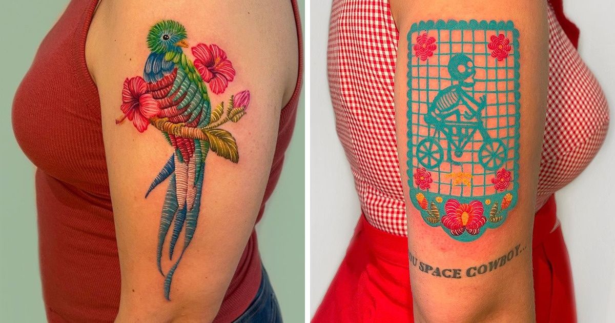 An Artist Creates Vibrant Embroidered Tattoos, and They're a Real Feast for the Eyes / Bright Side