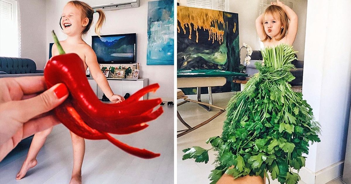 15+ Optical Illusions of a 4-year-old Girl in Edible Dresses