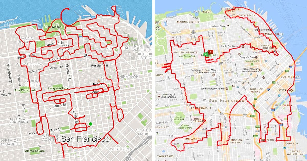 A Runner From San Francisco Creates Artwork With His Routes, and They’ll Make You Want to Grab Your Running Shoes Too A Runner From San Francisco Creates Artwork With His Routes, and They’ll Make You Want to Grab Your Running Shoes Too