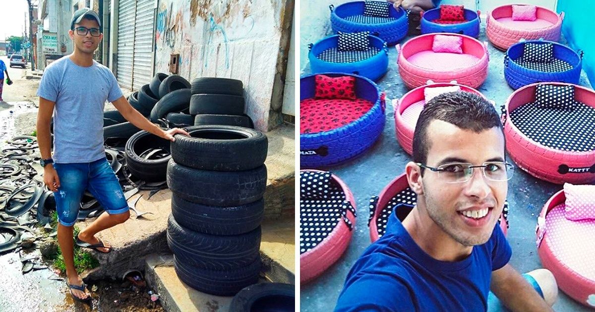 A Guy Transforms Old Tires Into Cute Animal Beds, and This Way to Help the Planet Touched Thousands