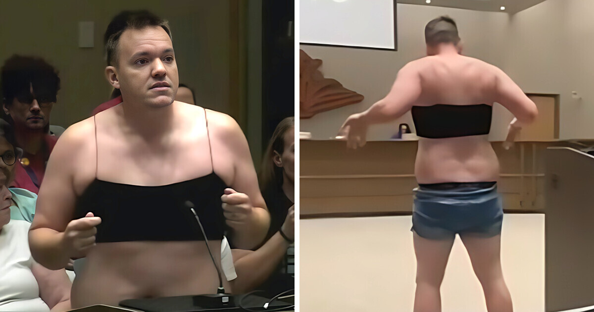 Dad Wears Tiny Top and Shorts to School Meeting to Protest “Inappropriate” Student Attire