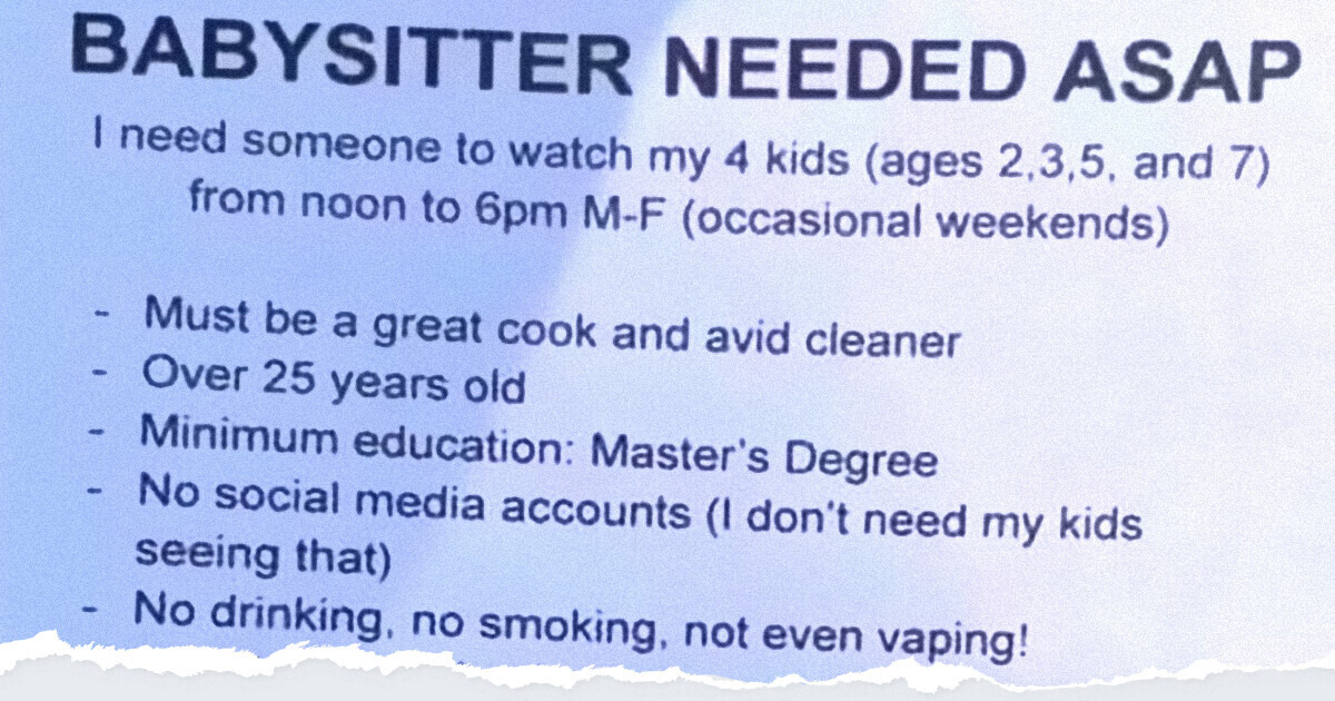 Controversial Babysitter Ad Sparks Viral Outrage