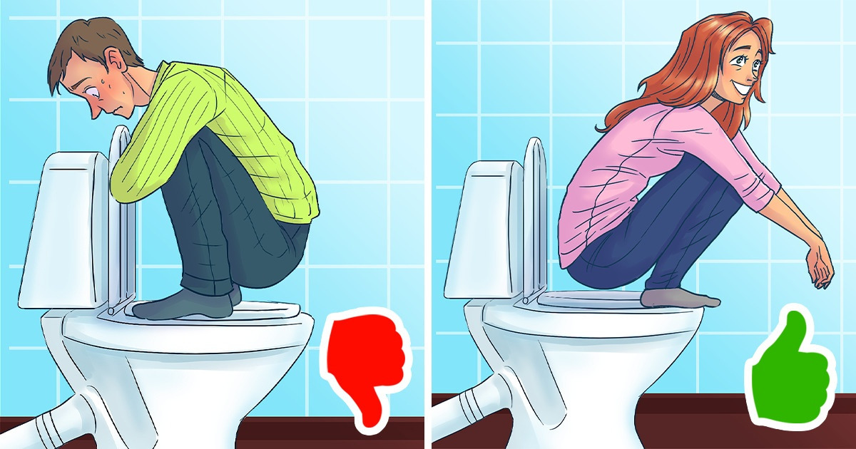 What Position We Need to Choose When Sitting on a Toilet / Bright Side.