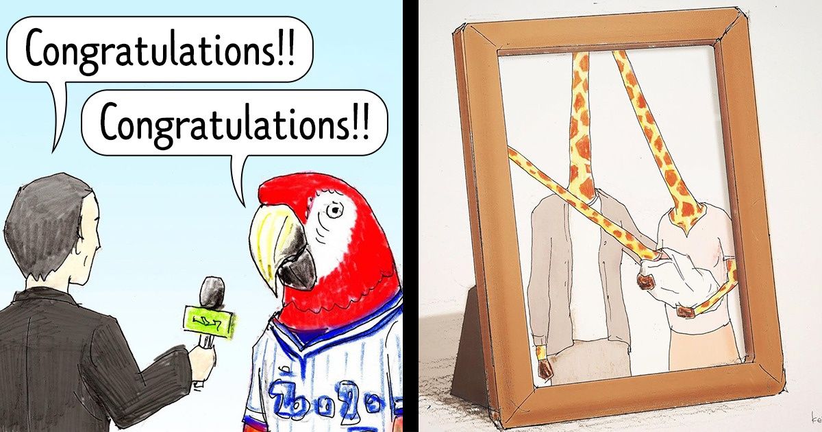 A Japanese Artist Draws Witty Pictures That Reveal the World’s Punny Side A Japanese Artist Draws Witty Pictures That Reveal the World’s Punny Side