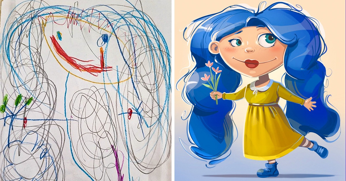 What Happens When Professional Artists Recreate Kids’ Original Drawings in Their Own Style What Happens When Professional Artists Recreate Kids’ Original Drawings in Their Own Style