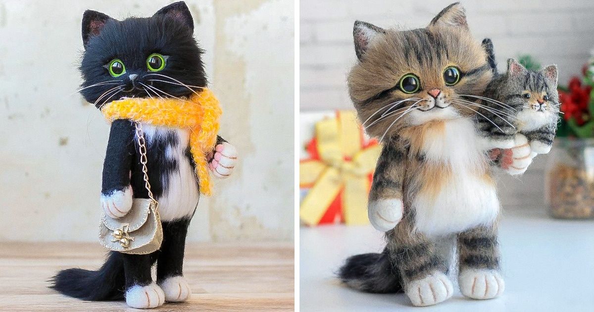 A Girl From Russia Makes Felt Cats That Are So Cute, You’d Think They Wandered Straight Out of a Children’s Tale