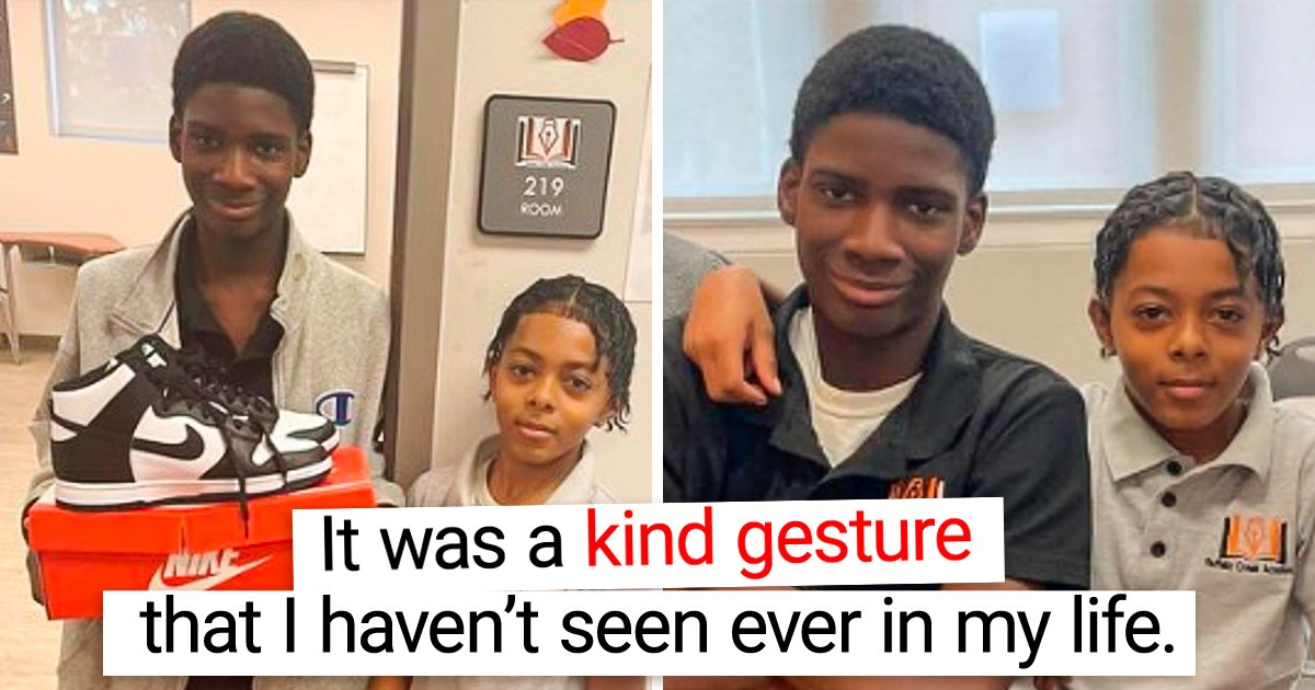 A Young Boy Helps His Classmate After Seeing Him Get Teased for Shoes