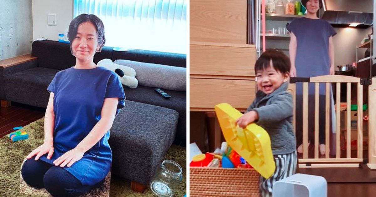 A Japanese Mom Creates Cardboard Cutouts Of Herself So Her Child Wont