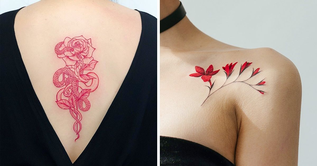 20+ Red Ink Tattoos That Show There's a New Trend in Town