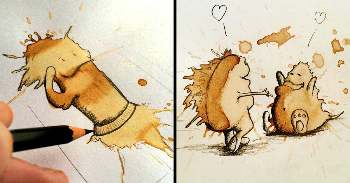 A German Artist Transforms Coffee Stains Into Cute Little Monsters That Are Stealing Our Hearts