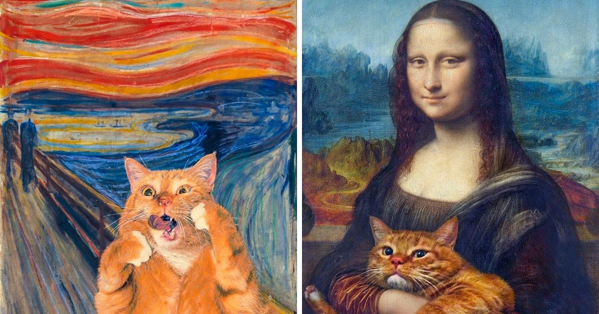 An Artist Reinvented Iconic Artwork Featuring Her Chubby Cat and They’re Priceless An Artist Reinvented Iconic Artwork Featuring Her Chubby Cat and They’re Priceless