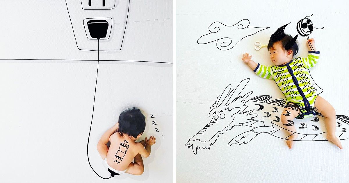 A Mother of 2 Doodles on Her Kids’ Photos to Make Them Look Even Cooler A Mother of 2 Doodles on Her Kids’ Photos to Make Them Look Even Cooler