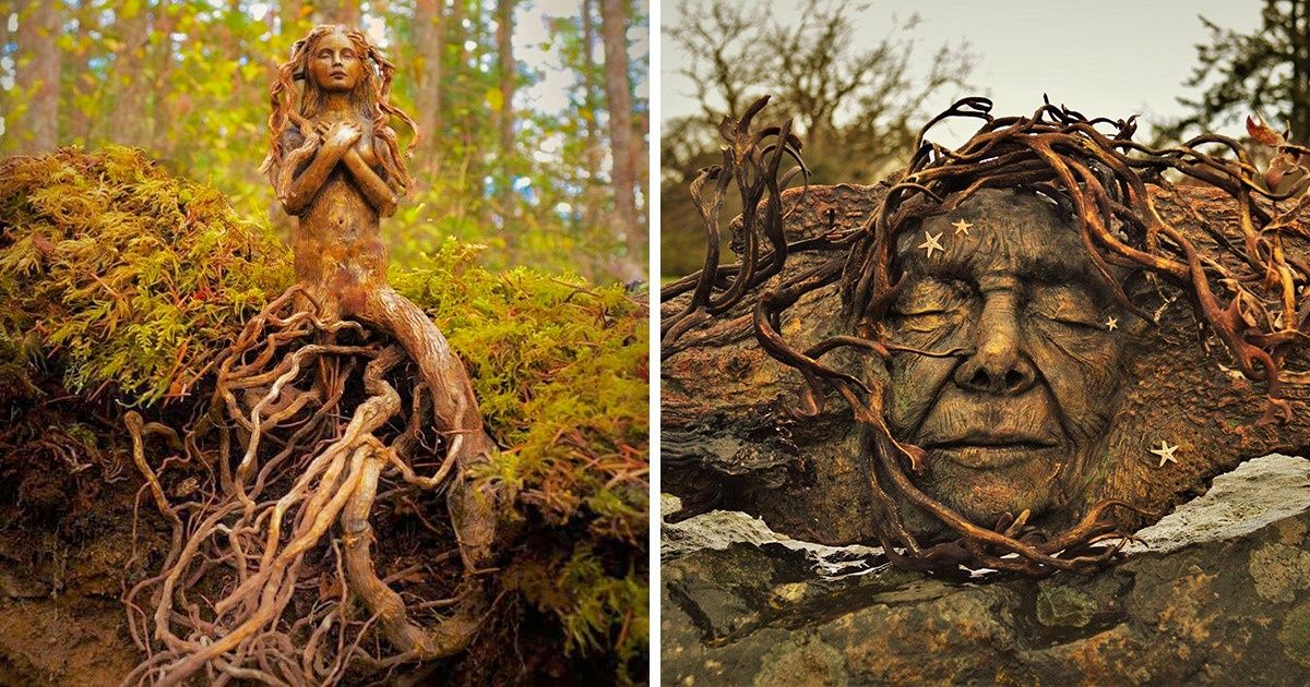 An Artist Creates Surreal Hand-Carved Wooden Sculptures That Tell the Forgotten Stories of Ancient Spirits