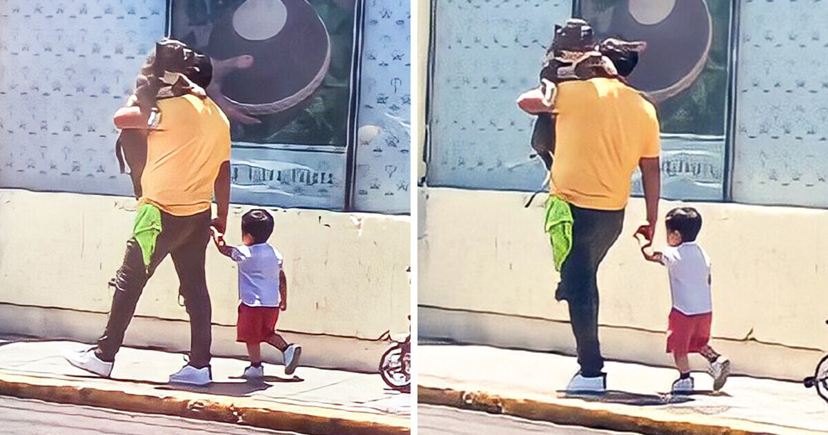 Father Prioritizes Dog Over Son: Chooses to Carry Pet Instead Father Prioritizes Dog Over Son: Chooses to Carry Pet Instead