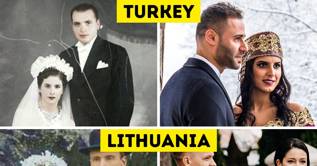 15 Side-by-Side Photos of Newlyweds From All Over the World 100 Years Ago and Now