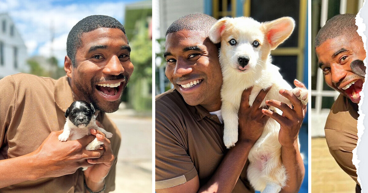 Delivery Guy Takes Selfies With All the Neighborhood Dogs While Delivering Parcels and Goes Viral