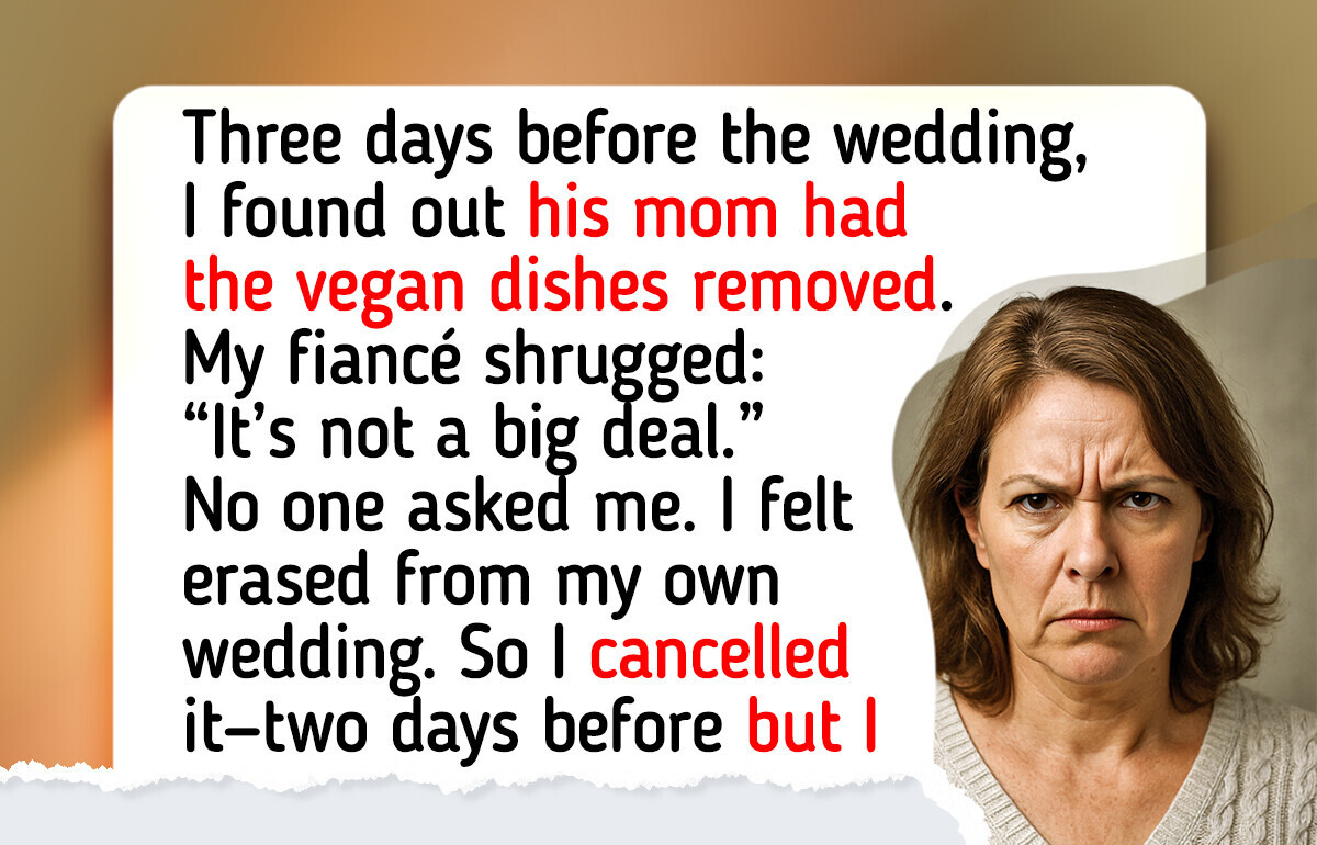 My MIL Secretly Removed All Vegan Options From Our Wedding, So I Gave Her a Taste of Her Own Medicine My MIL Secretly Removed All Vegan Options From Our Wedding, So I Gave Her a Taste of Her Own Medicine