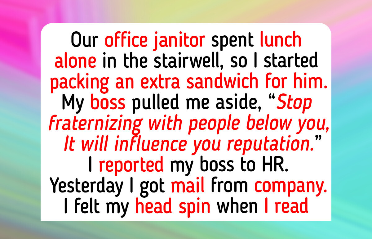 Kansas Employee Brings the Janitor a Sandwich Every Day. The Boss Says Stop, She Goes to HR, and the News That Follows Raises Questions About Kindness, Compassion, and Leadership on the Job Kansas Employee Brings the Janitor a Sandwich Every Day. The Boss Says Stop, She Goes to HR, and the News That Follows Raises Questions About Kindness, Compassion, and Leadership on the Job