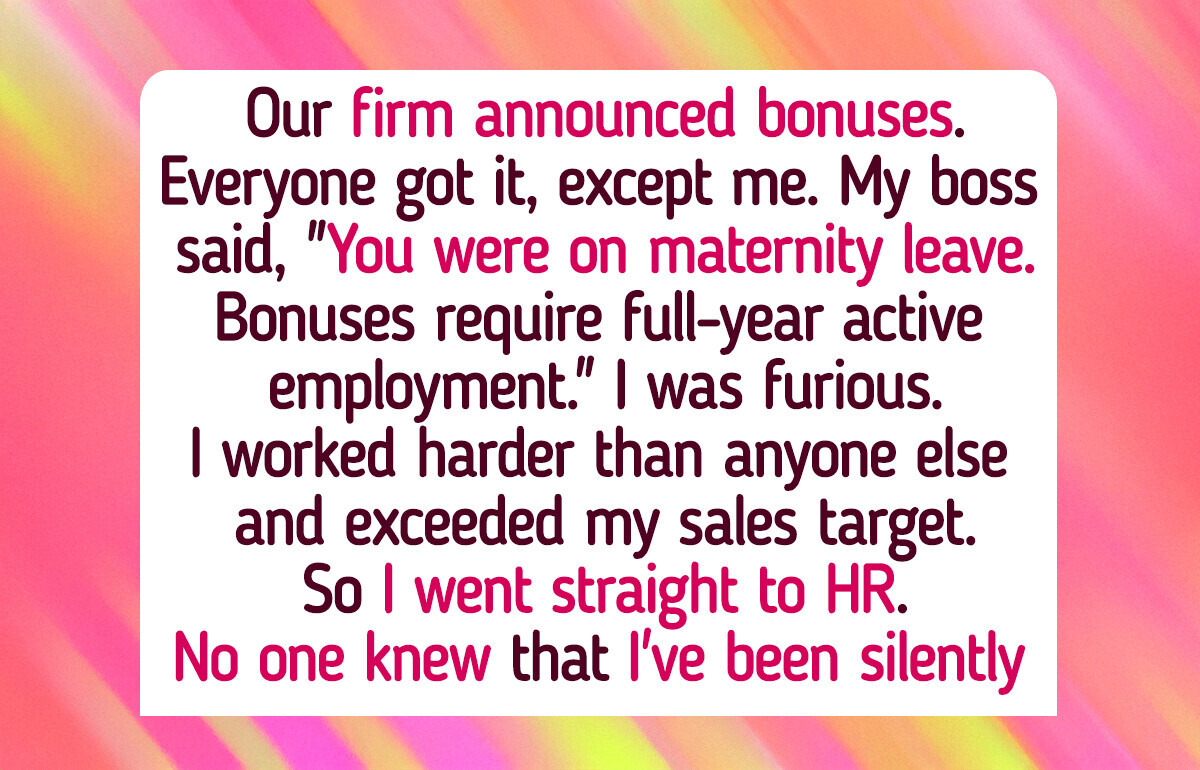 I Refuse to Accept Zero Bonus Just Because I Was on Maternity Leave, I Brought More Money Than Anyone