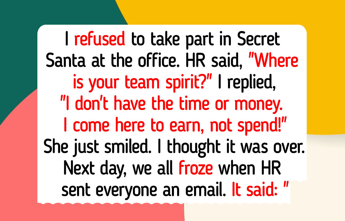 I Refused to Take Part in Secret Santa—Now HR Stepped In