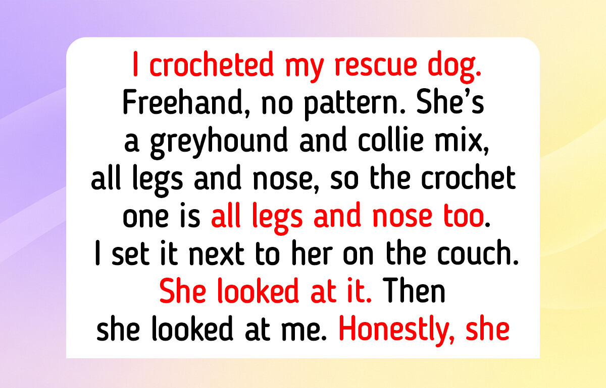 11 Crochet Twins of Real Pets: a Puzzled Rescue Dog and a Snoot Too Long to Stand Up