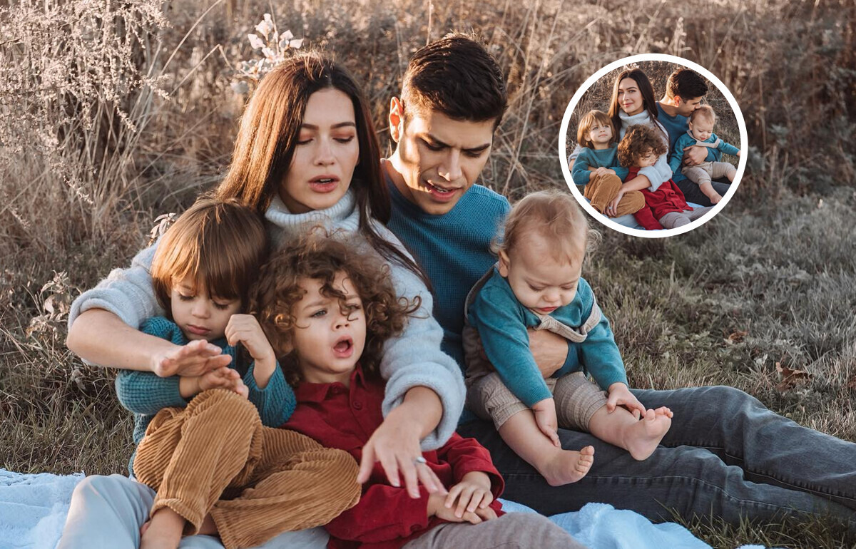 15 Christmas Card Photos and the Outtakes Families Almost Sent, Like a Family of Five Mid-Scramble