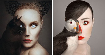 A Photographer Creates Breathtaking Portraits by Blending Faces and Animals