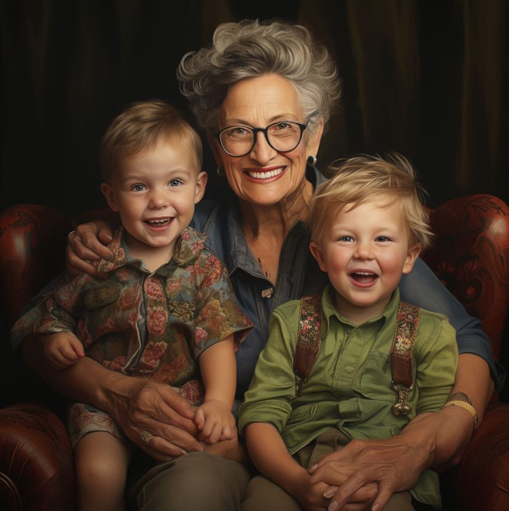 A woman with her two granddaughters posing for a photo.
