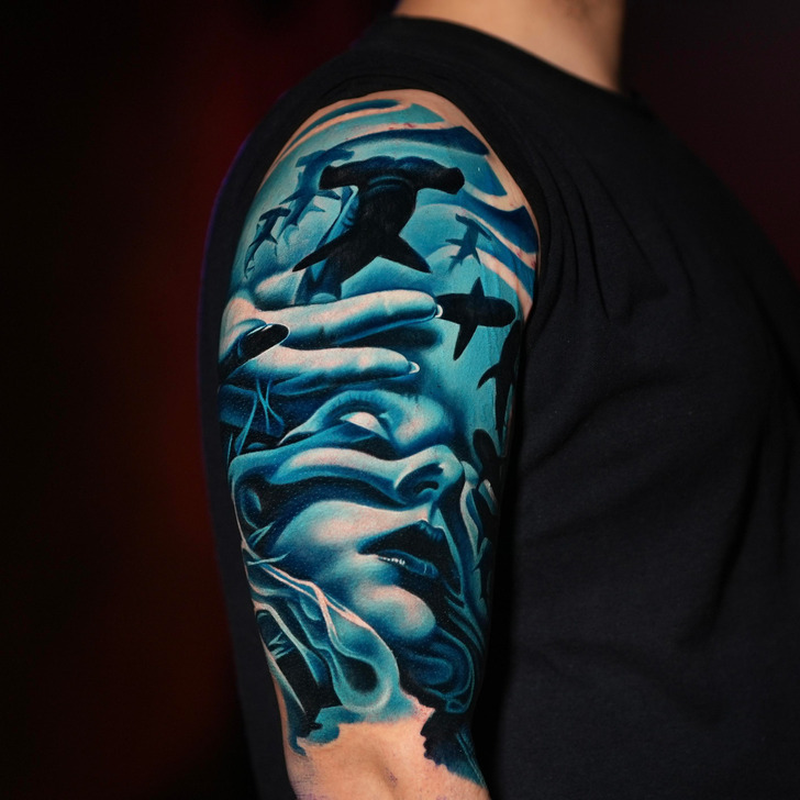 Underwater Sleeve Tattoo by David Mushaney TattooNOW