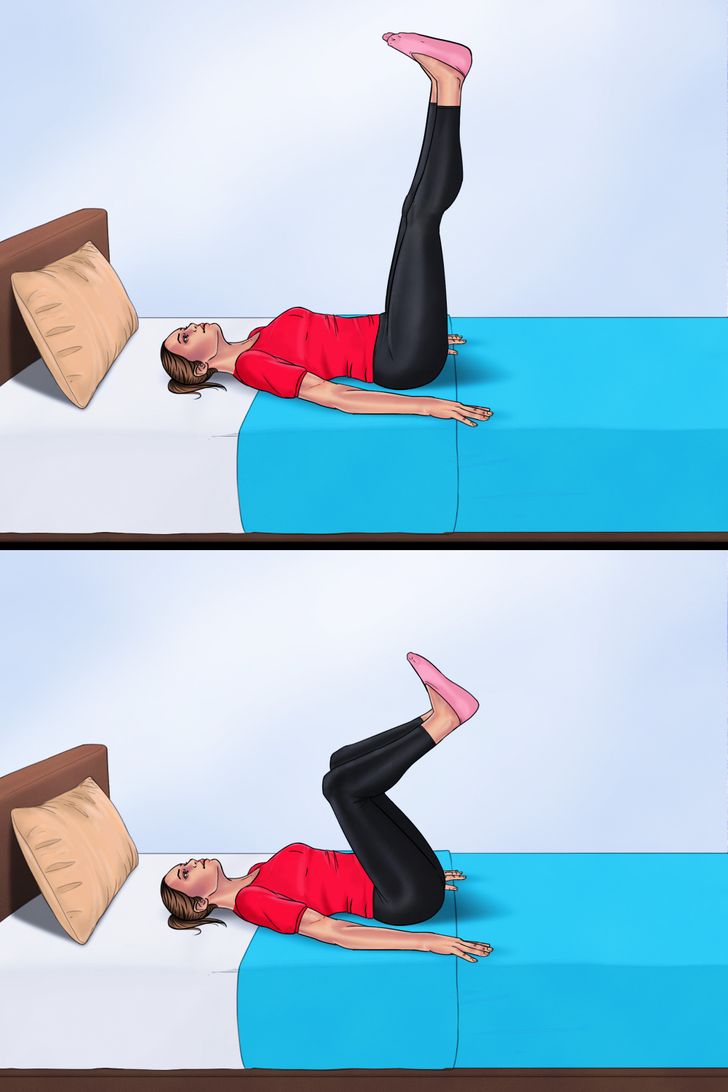 Leg exercises while online lying down