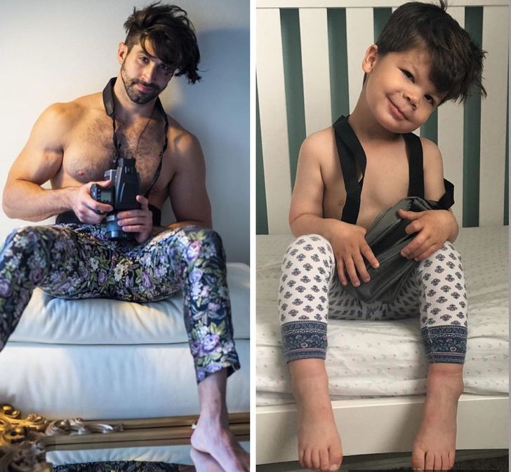 A Toddler Recreates His Uncle’s Photos on Instagram Showing that Charisma Can Be Inherited