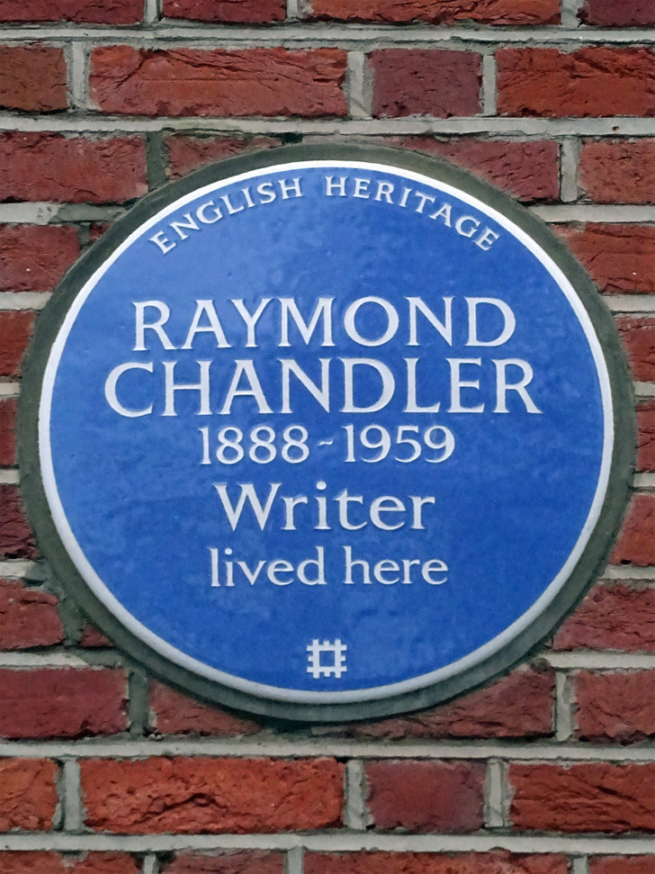A plaque on Raymond Chandler’s former home in London