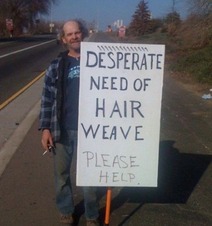 clever homeless people signs