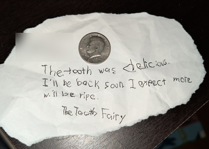 A Tooth Fairy Who Eats the Teeth and Leaves Slightly Threatening Notes