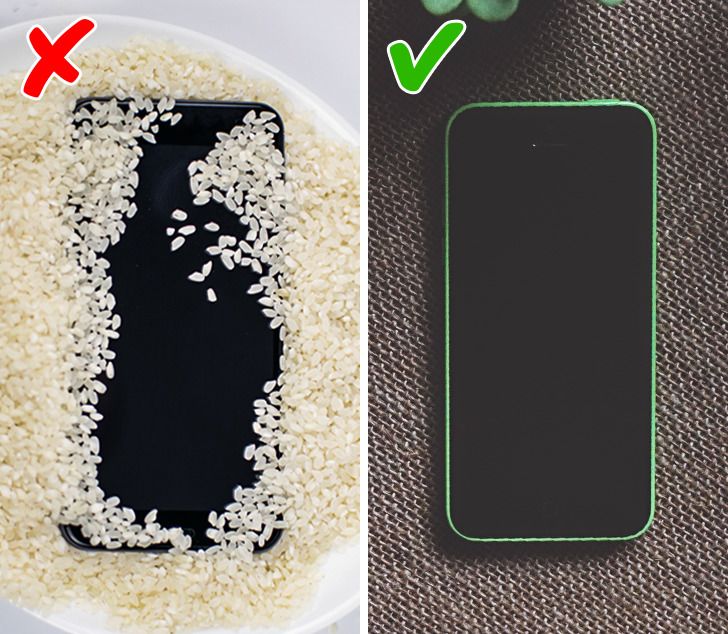 Por qué debe dejar de poner su teléfono en el arroz cuando se moja