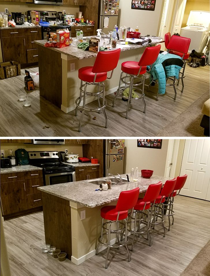 clean house before and after