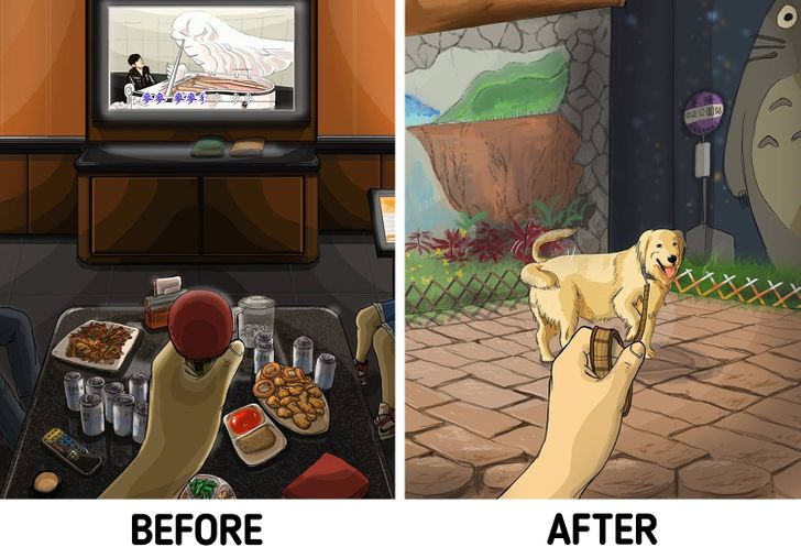 A Taiwanese Artist Illustrates What Life Is Like Before and After You Get Pets