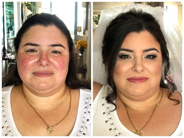 20+ Striking Photos That Show What Brides Look Like Before and After Wedding Makeup