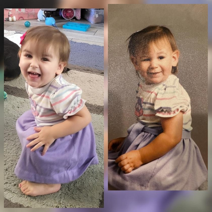 Both Age 2, in the Same Dress Grandma Kept for 40 Years