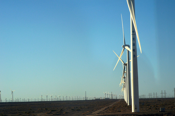 Wind turbines in Guazhou, Gansu province, China