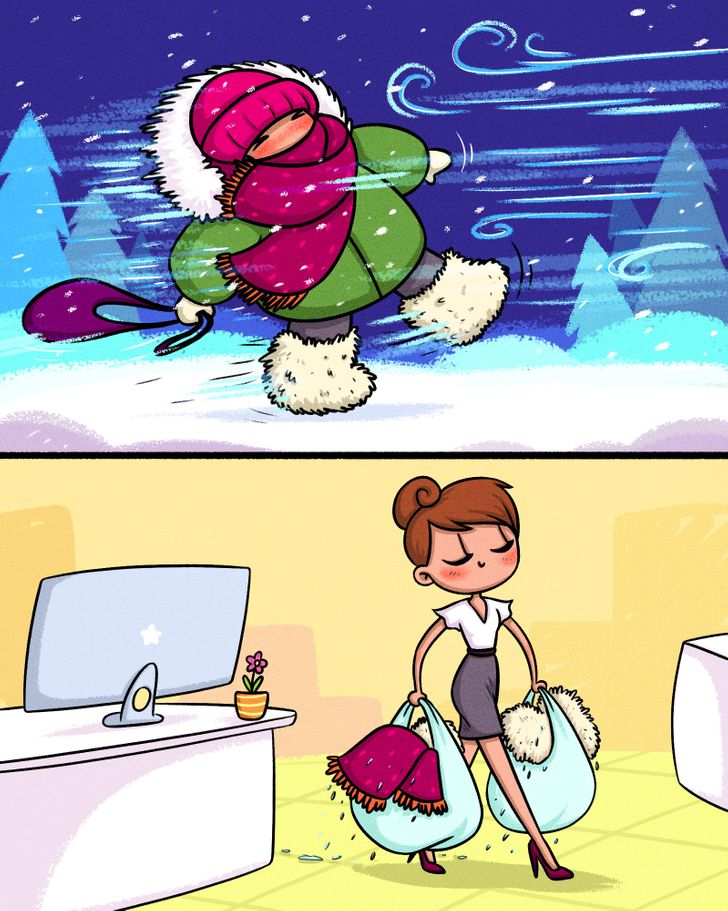 15 Live Comics About How Difficult Girls’ Life in Winter Is