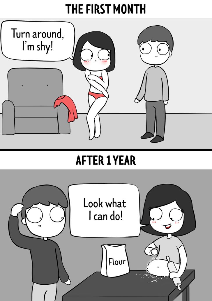 11 Comics Showing a Relationship in the First Month vs a Year Later