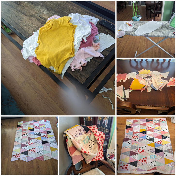 A Parent Sewed 120 Onesie Triangles Into a First-Birthday Quilt, and the Older Kids Want One Too