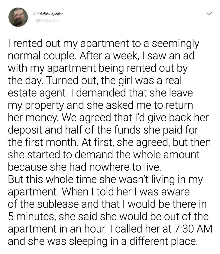 18 Stories About Tenants Who Astonished Their Landlords to the Core