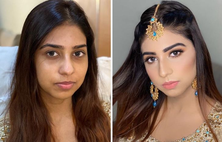 20+ возвышенных преобразований невесты до и после свадебного макияжа