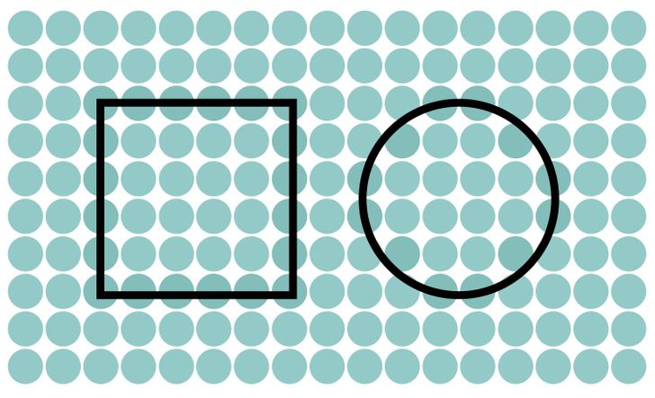 A square and a circle. Solution 10 of 15.