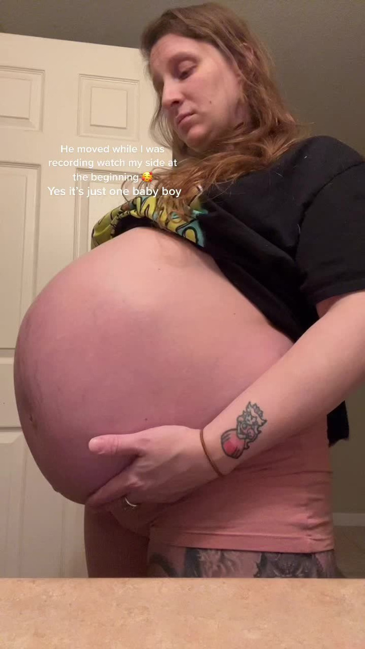 Pregnant woman amazes TikTok viewers with huge bump