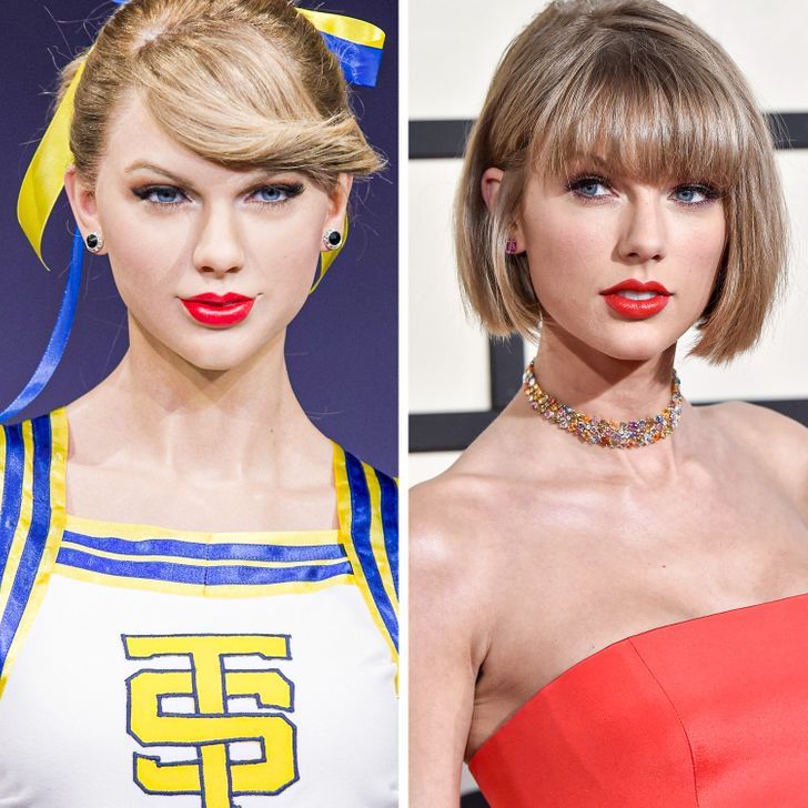 This is Taylor Swift. Which picture shows her wax figure?